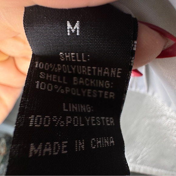 Baccini Jacket Silver Metallic Faux Leather Biker Cropped - Picture 5 of 6